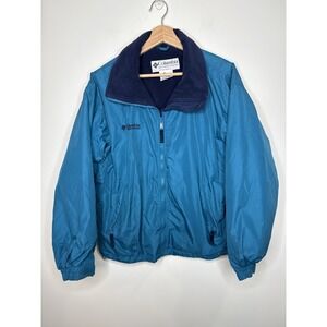 Vintage 90's Y2K Columbia Jacket Women's Medium Blue Teal Coat Full‎ Zip Bungee